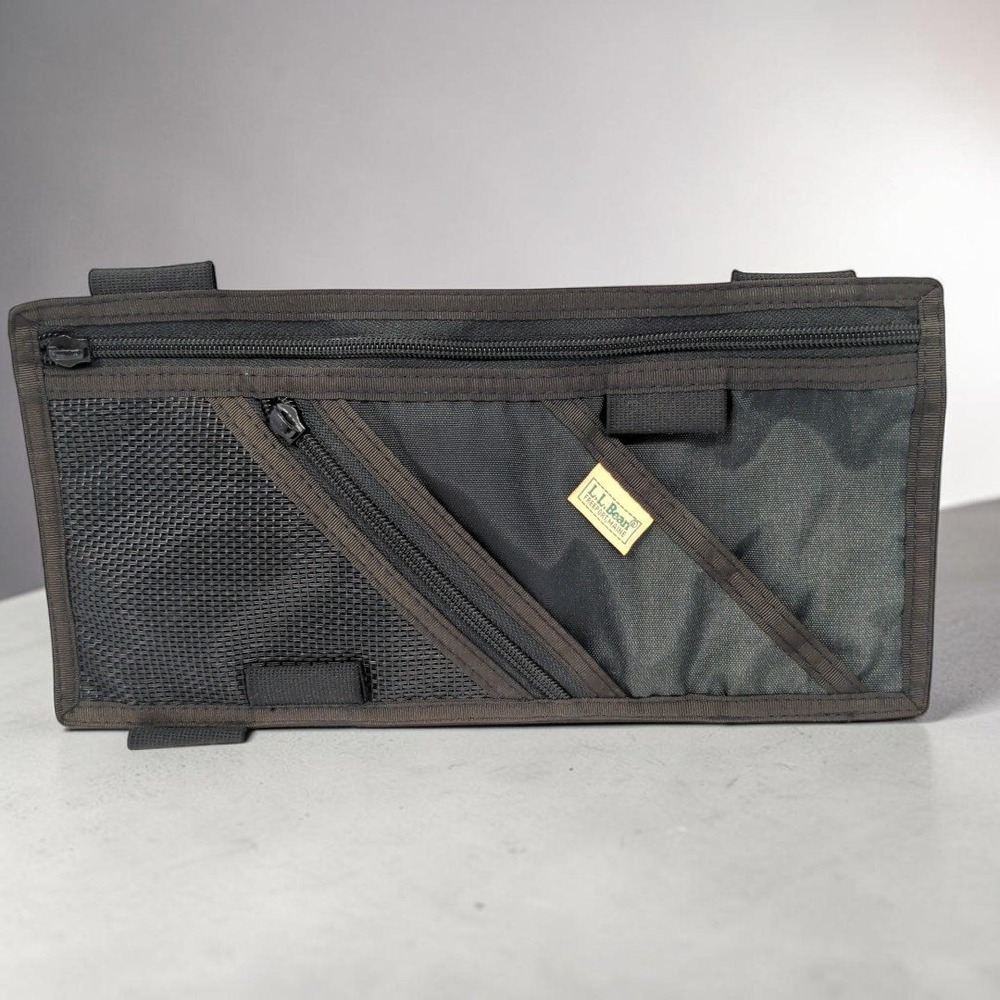 VTG 90's LL Bean Car Sun Visor Organizer Pouch Bag Black Travel Storage Pockets